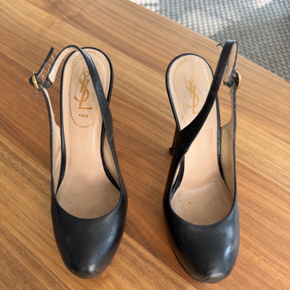 Yves Saint Laurent - Black, Platform, Sling Back Stiletto - Size 37 (US - 7) - Picture 6 of 10